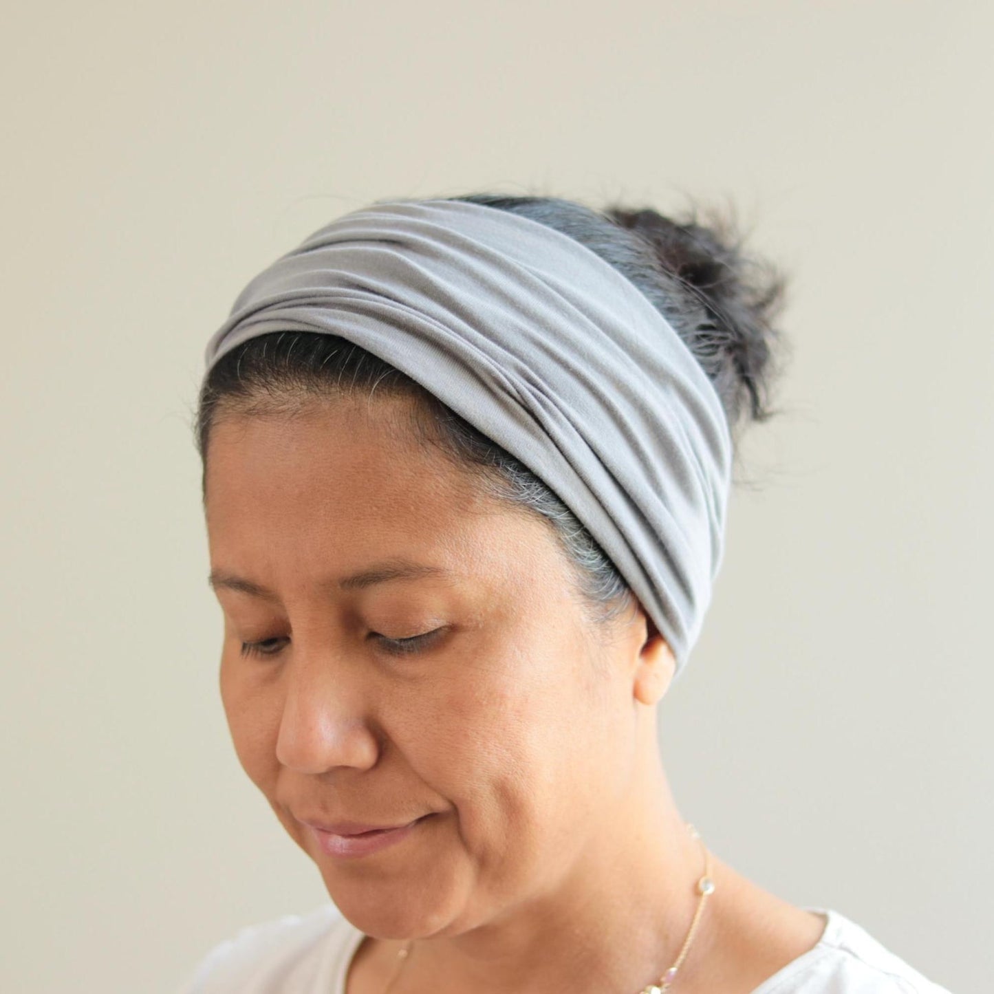 Bamboo Wide Headband, Light grey