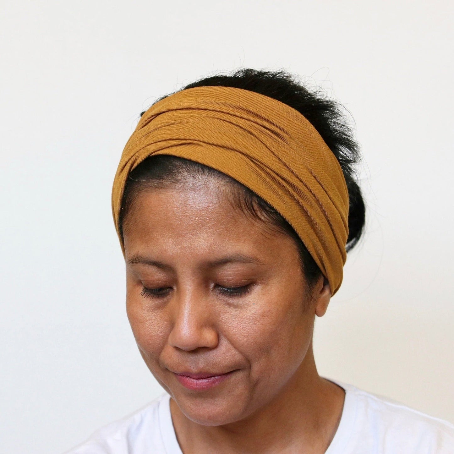 Organic Wide Headband - Ocher- brown