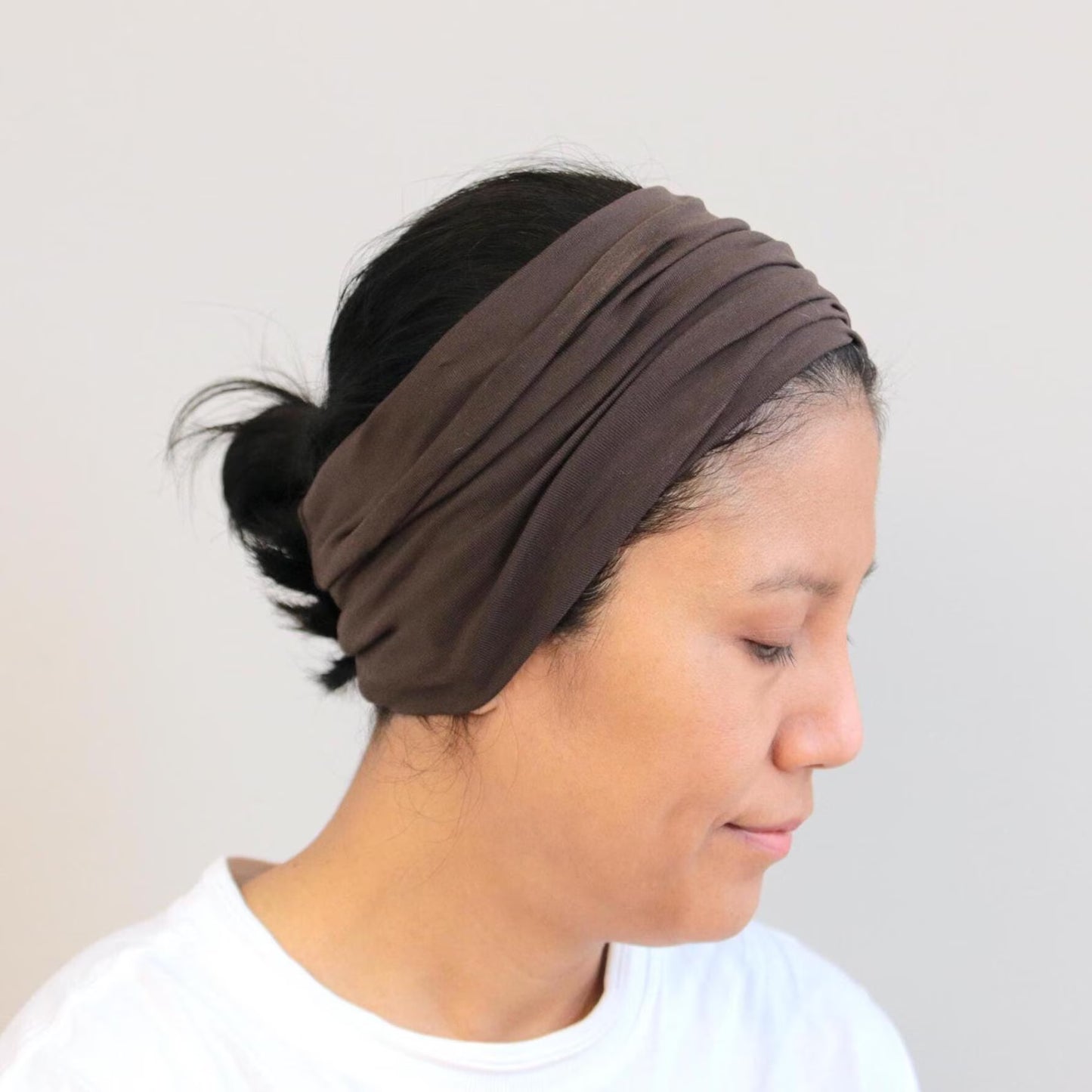 Jersey Cotton Wide Headband - Brown - Color Options