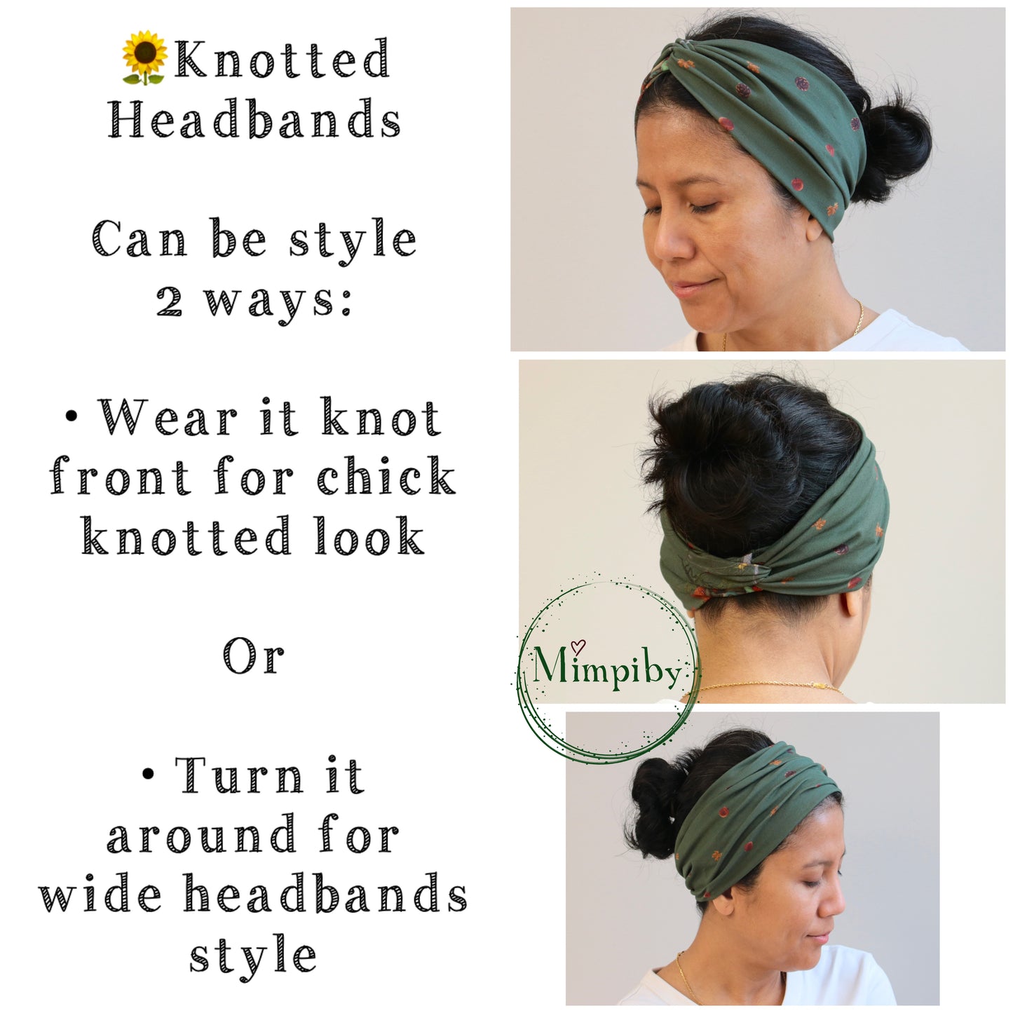 Knot Front Headband - Brown Floral