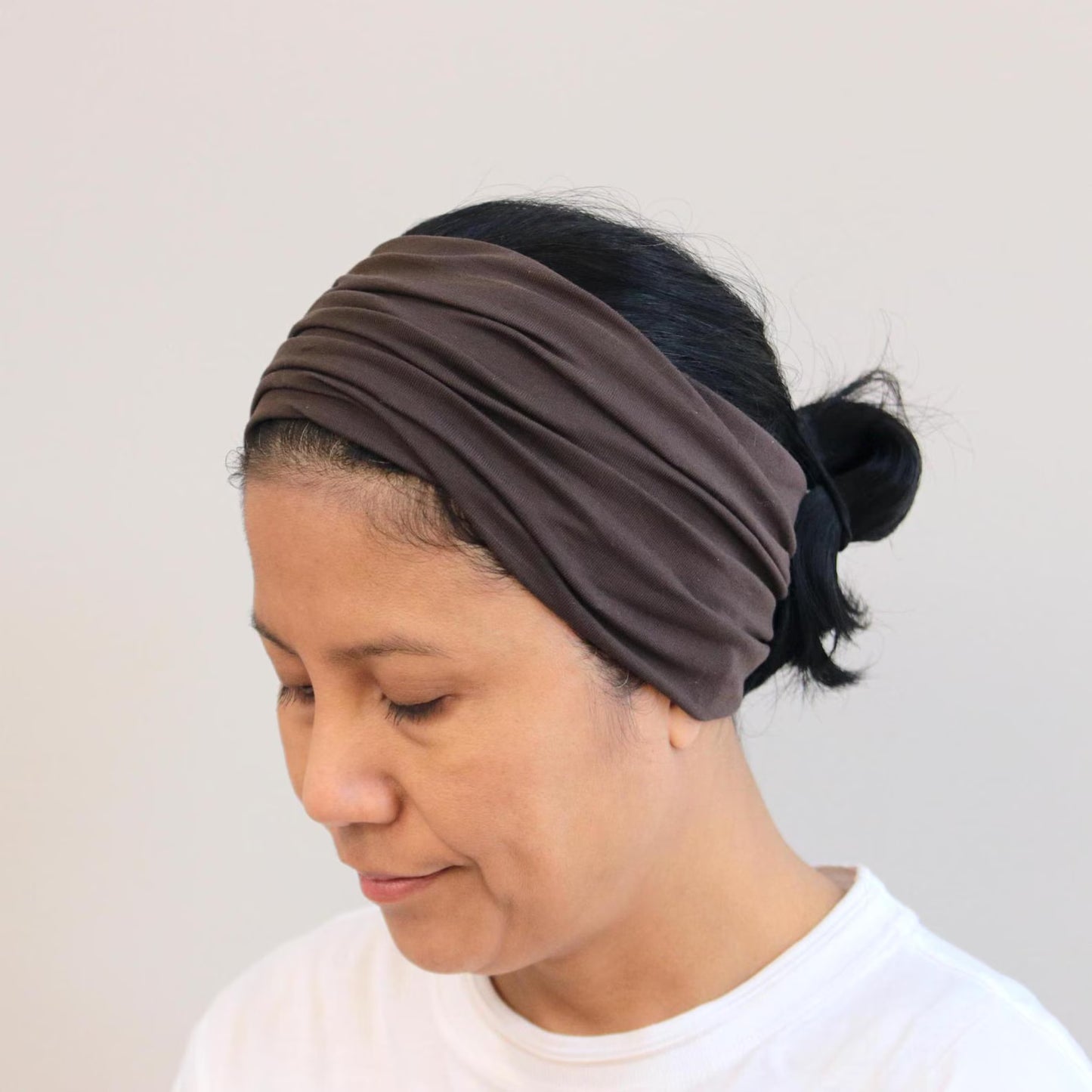 Jersey Cotton Wide Headband - Brown - Color Options
