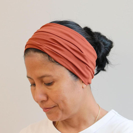 Jersey Cotton Wide Headband - Terracotta