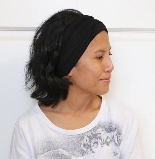 Jersey Cotton Wide Headband - Black
