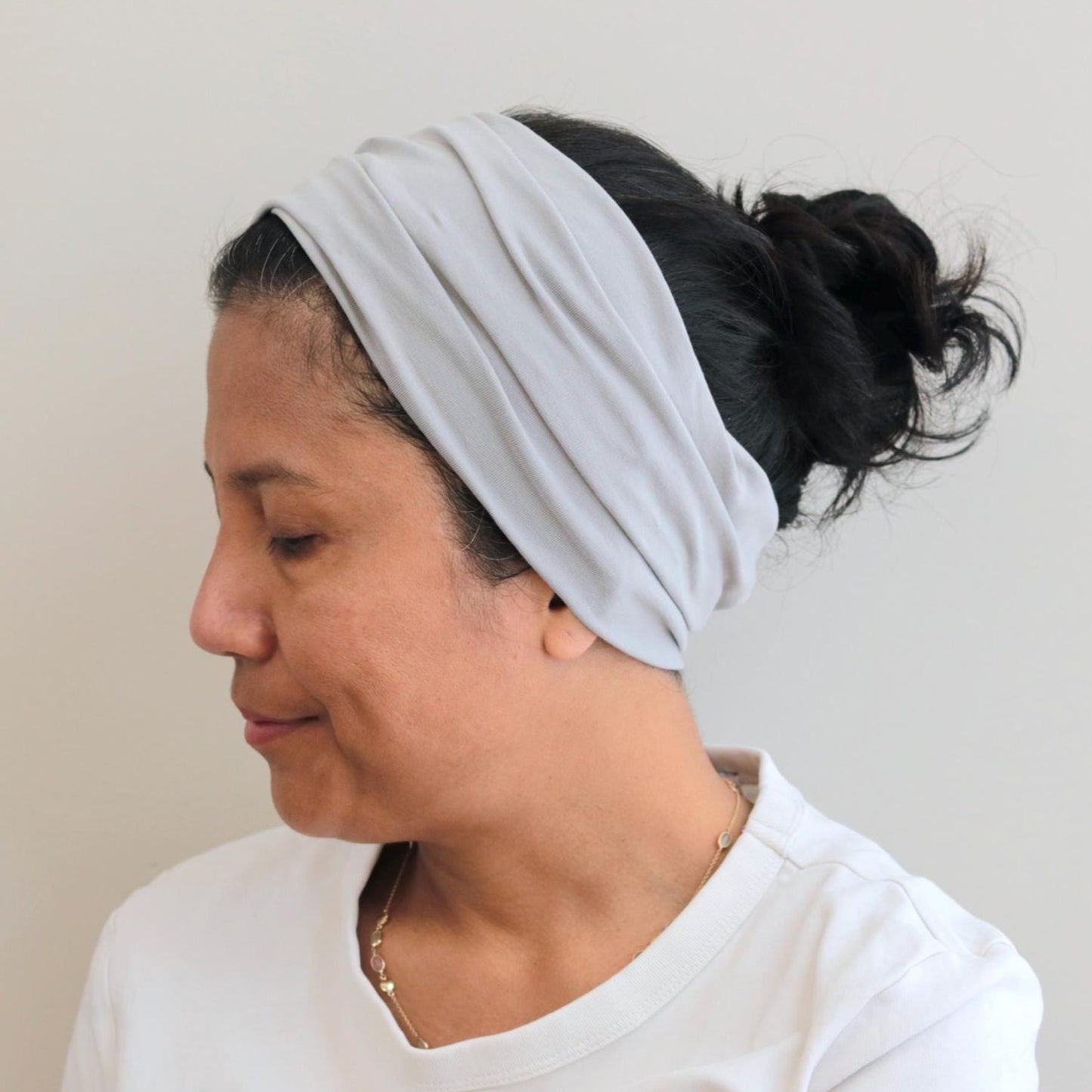 Wide Jersey Cotton Headband - Silver Grey - Color Options