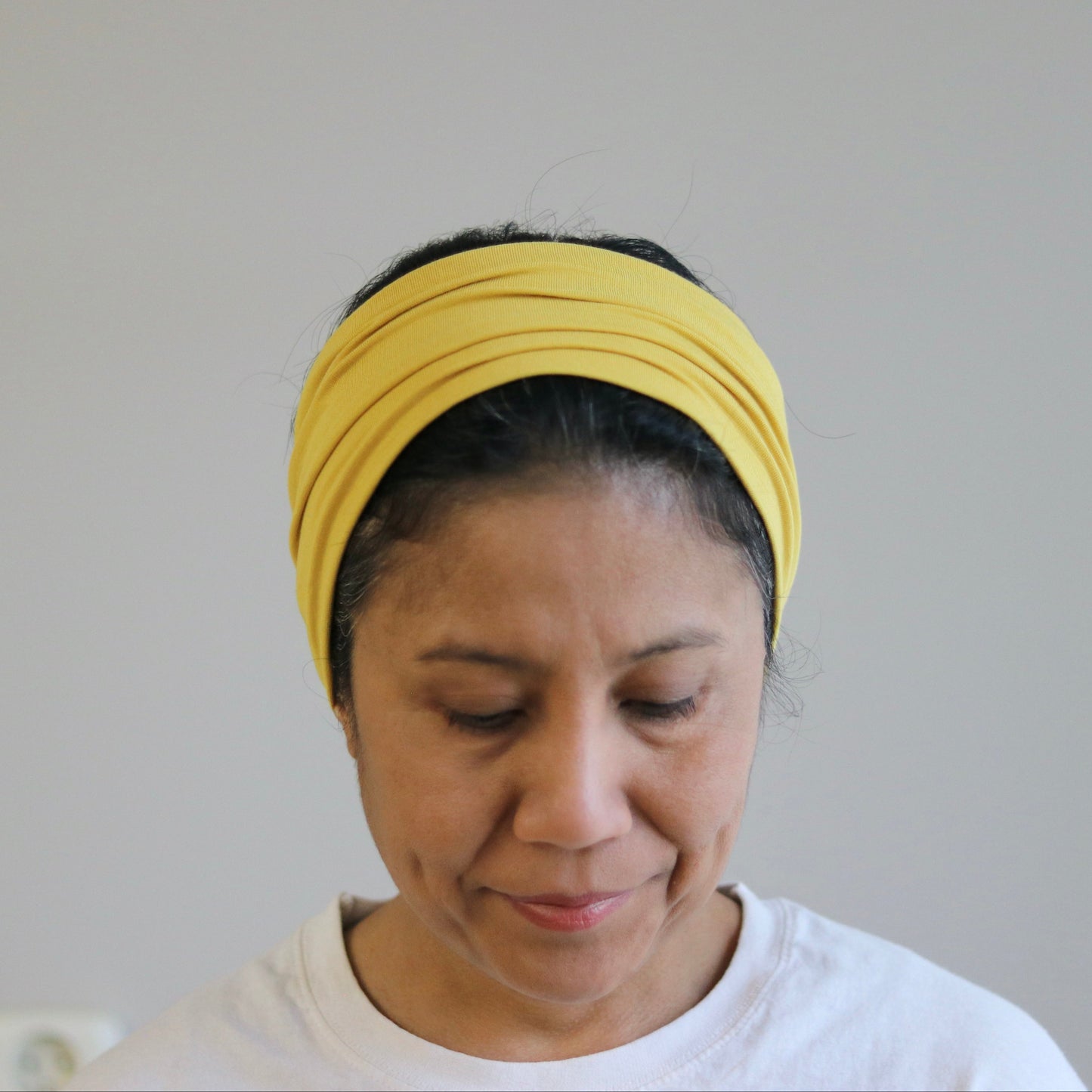 Bamboo wide headband - Yellow Curry