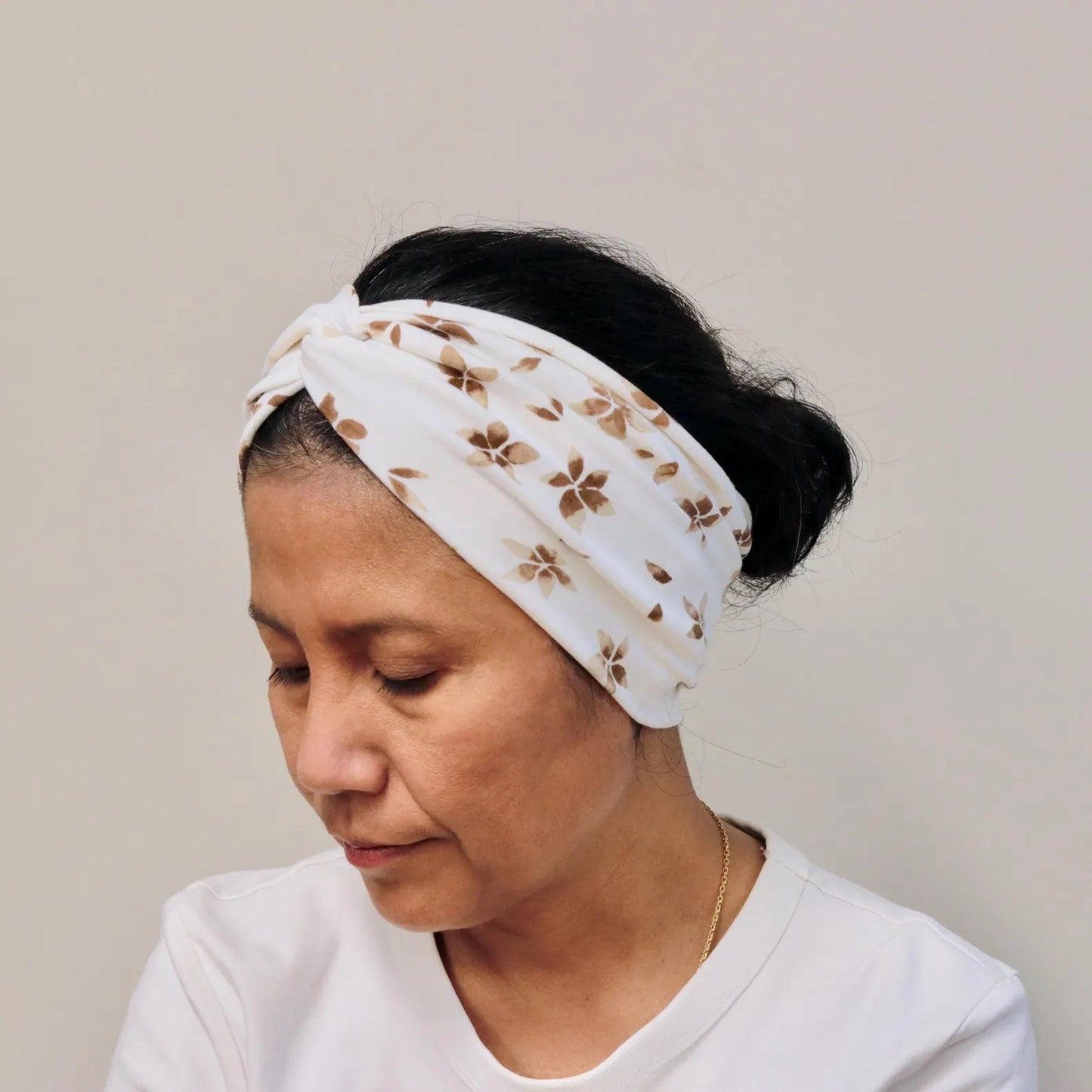 Knot Front Headband - Brown Floral