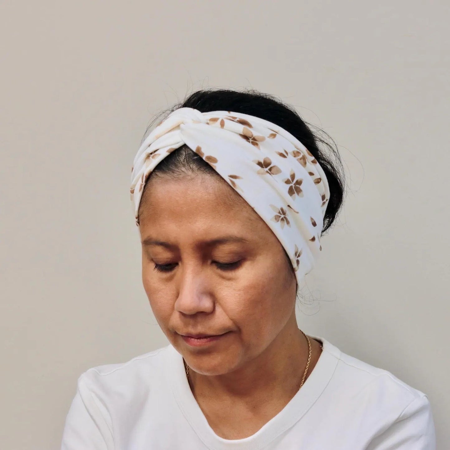Knot Front Headband - Brown Floral