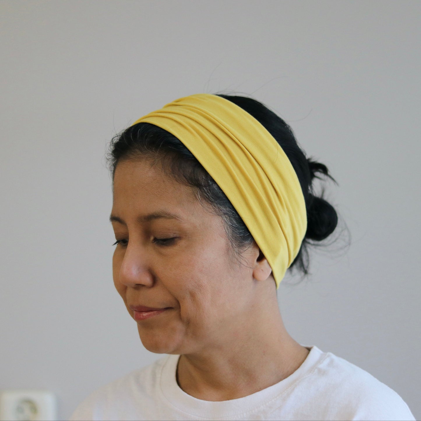 Bamboo wide headband - Yellow Curry