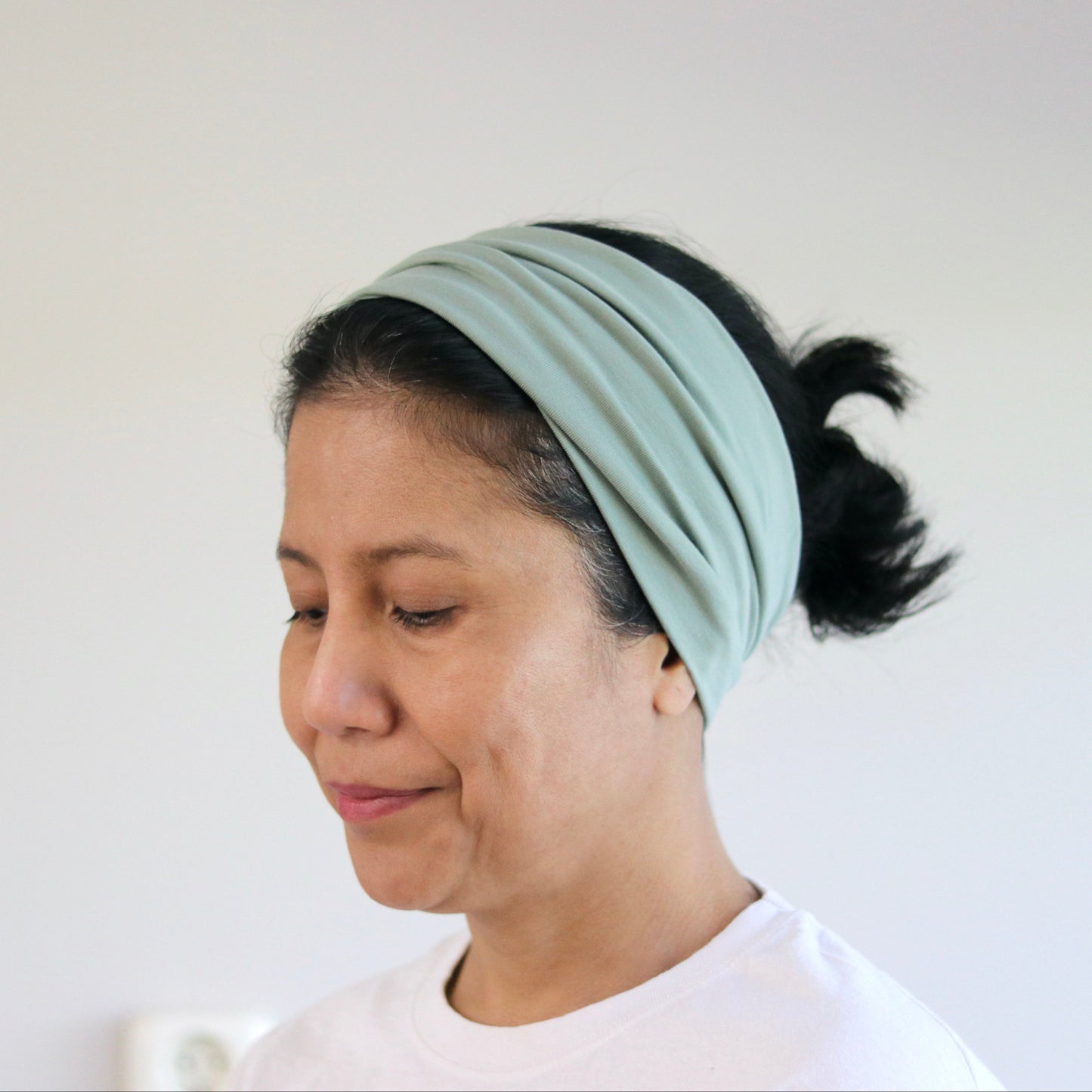 Jersey Cotton Wide Headband - Dusty- mint - Color Options