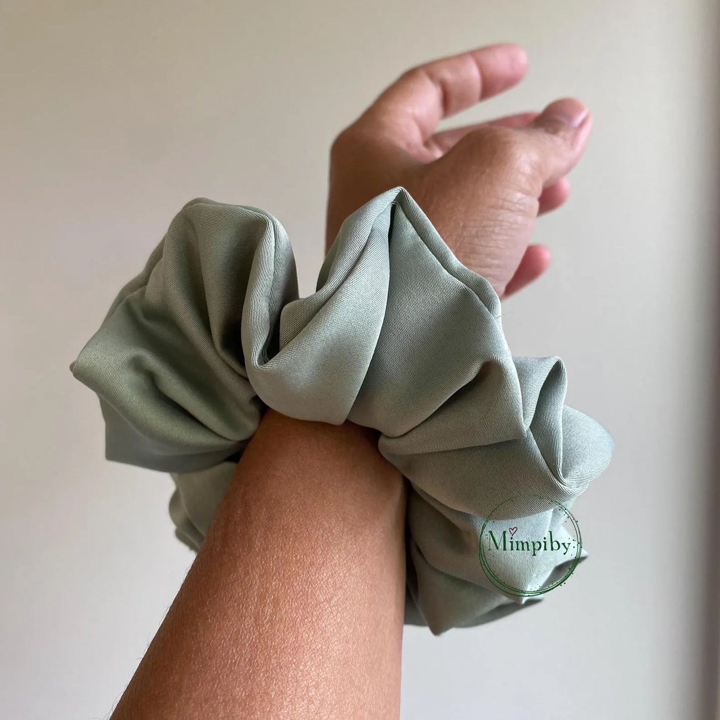 Silk scrunchies - Eucalyptus- green