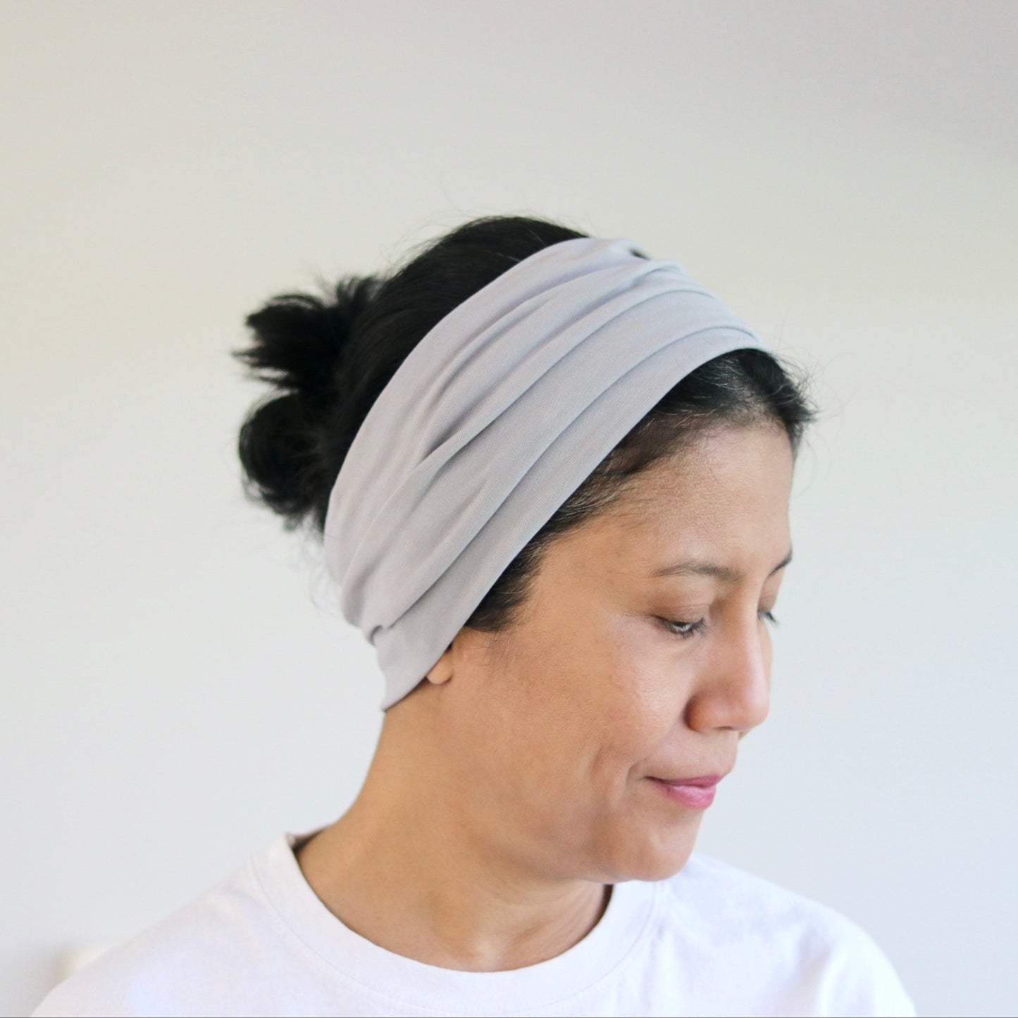 Wide Jersey Cotton Headband - Silver Grey - Color Options