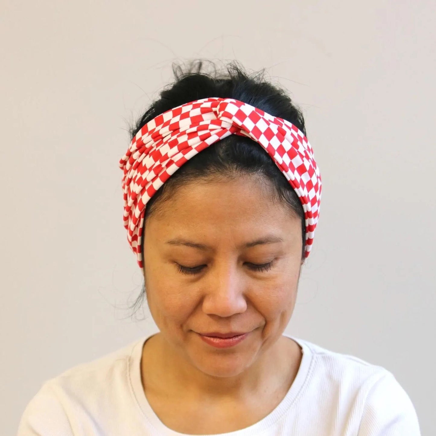 Twisted/ Knotted Headbands -  Red Check