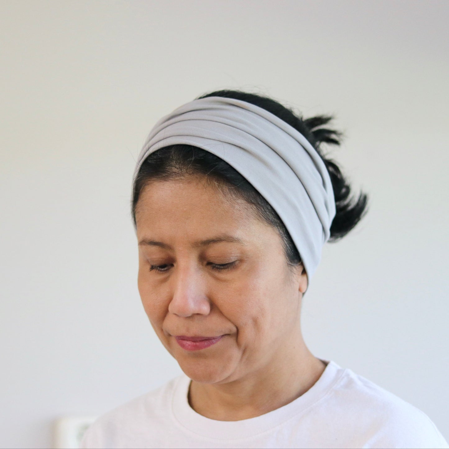 Wide Jersey Cotton Headband - Silver Grey - Color Options