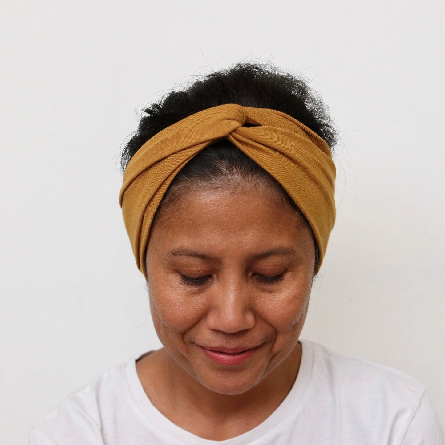 Organic Knot- front Headband - Ocher- brown