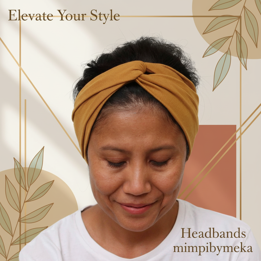 Organic Knot- front Headband - Ocher- brown