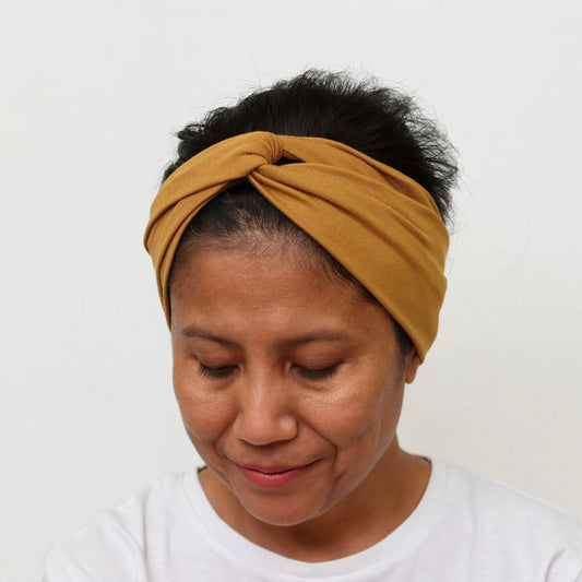 Organic Knot- front Headband - Ocher- brown