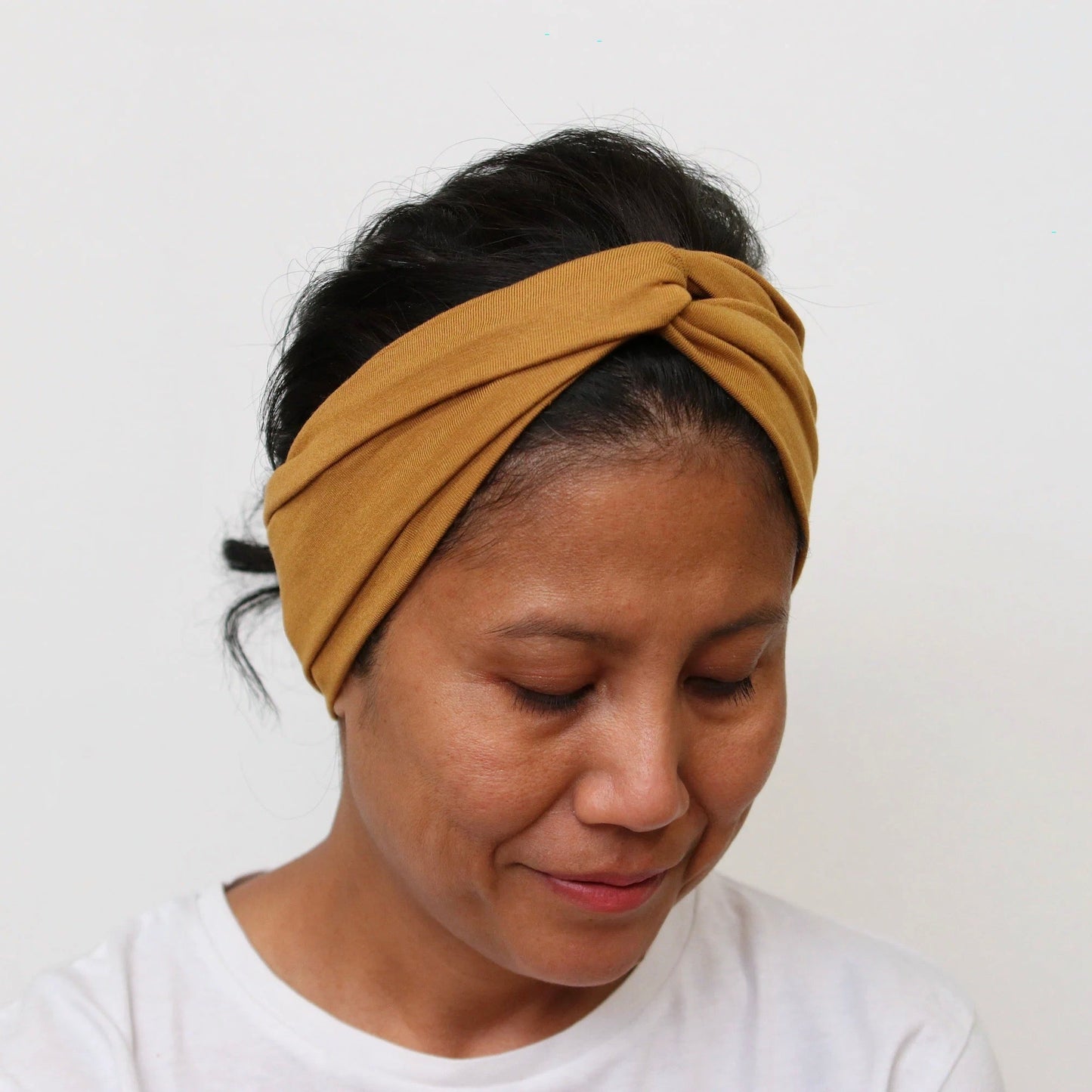 Organic Knot- front Headband - Ocher- brown