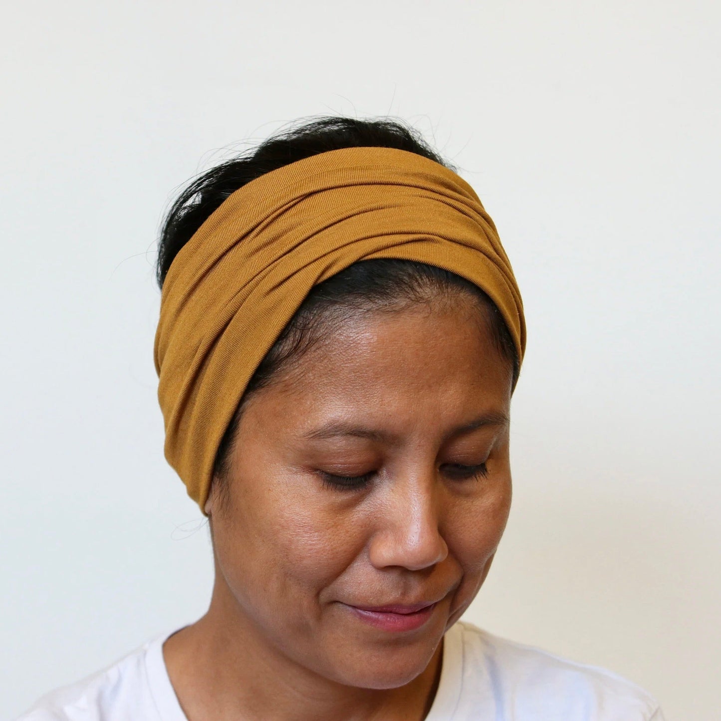 Organic Wide Headband - Ocher- brown