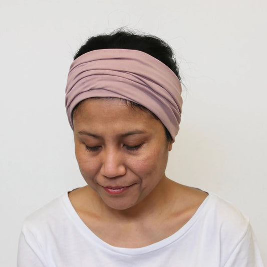 Wide Jersey Cotton Headband - Powder- Rose