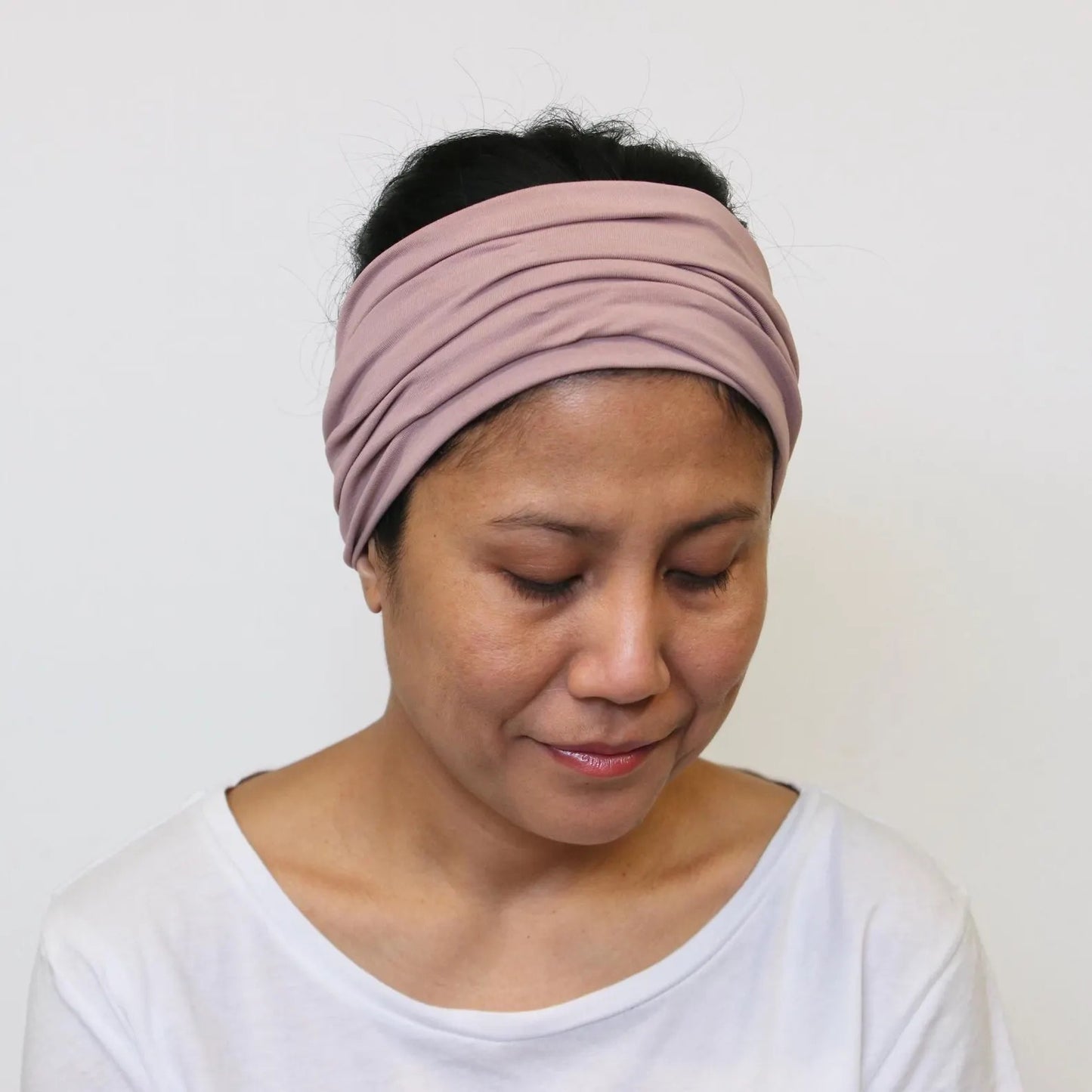 Wide Jersey Cotton Headband - Powder- Rose