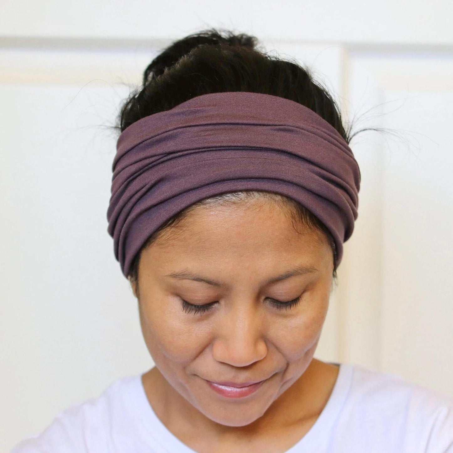 Jersey Cotton Wide Headband - Grape Purple