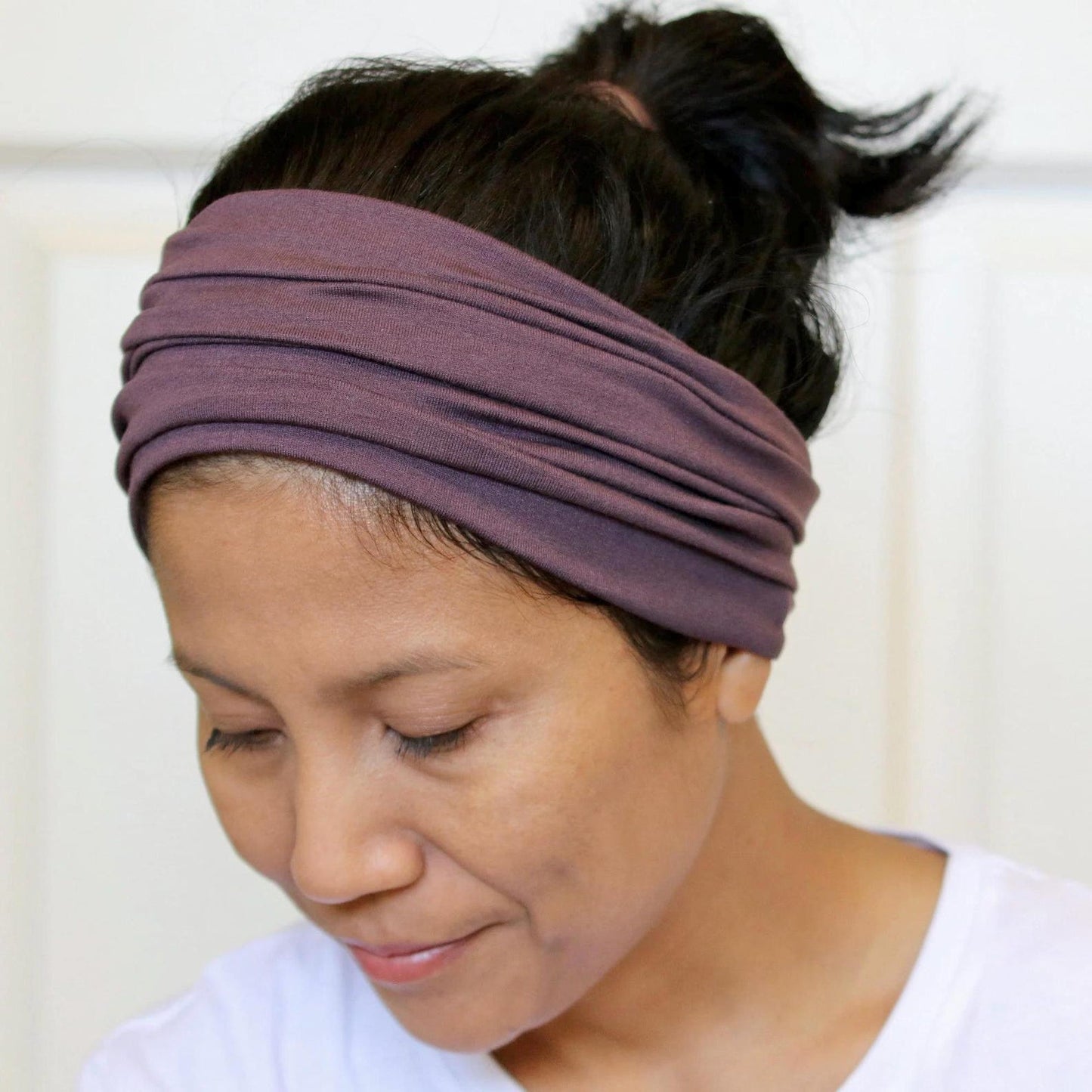 Jersey Cotton Wide Headband - Grape Purple
