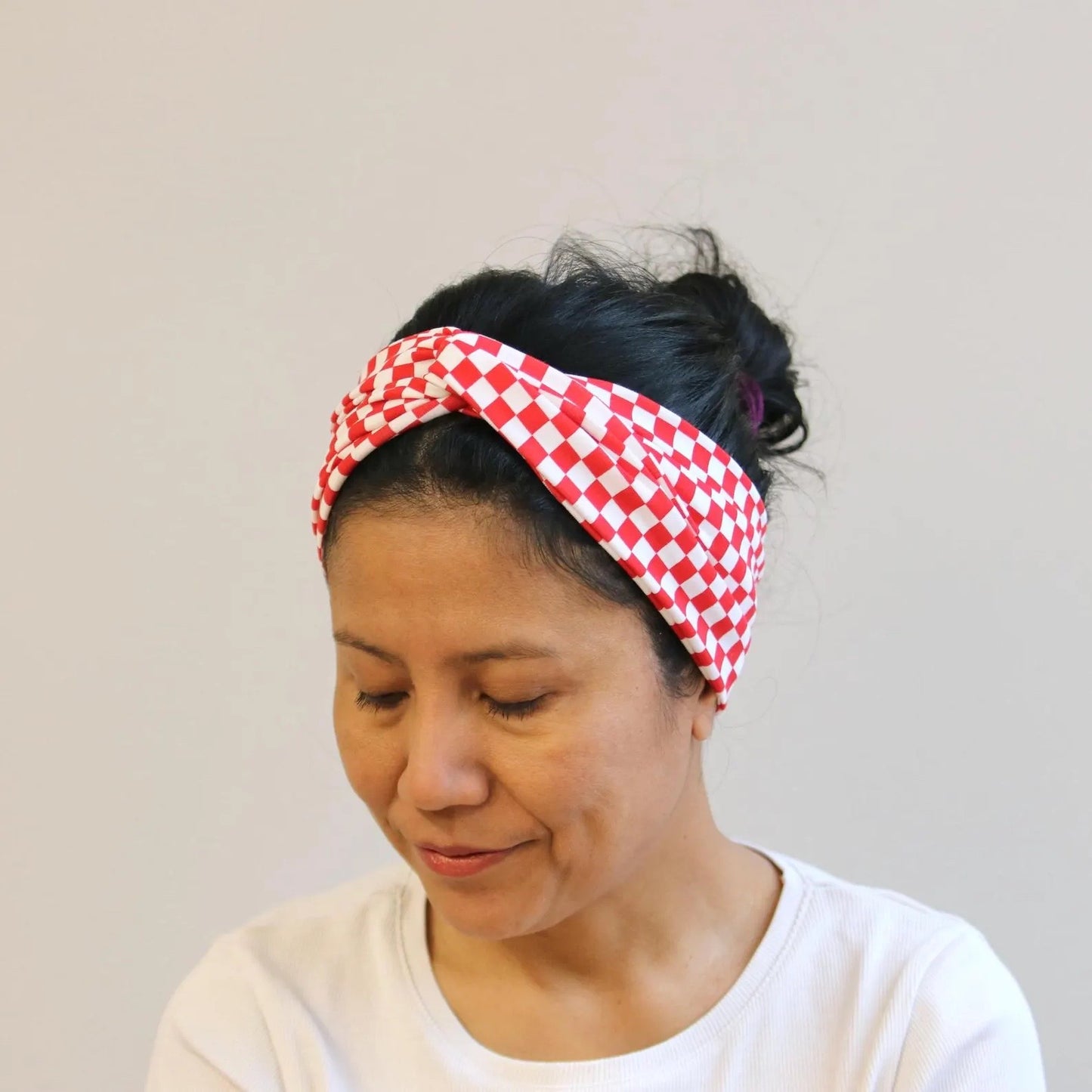 Twisted/ Knotted Headbands -  Red Check