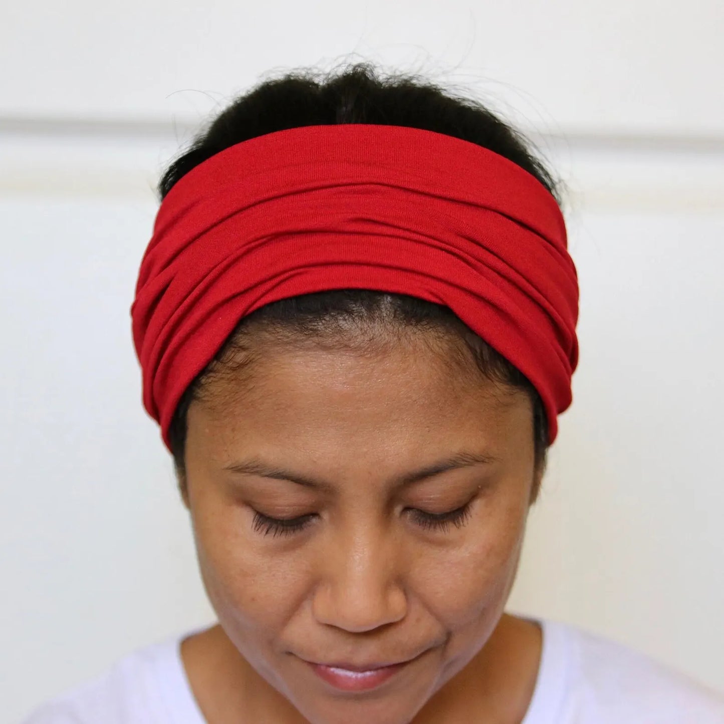 Jersey Cotton Wide Headband - Red Cherry