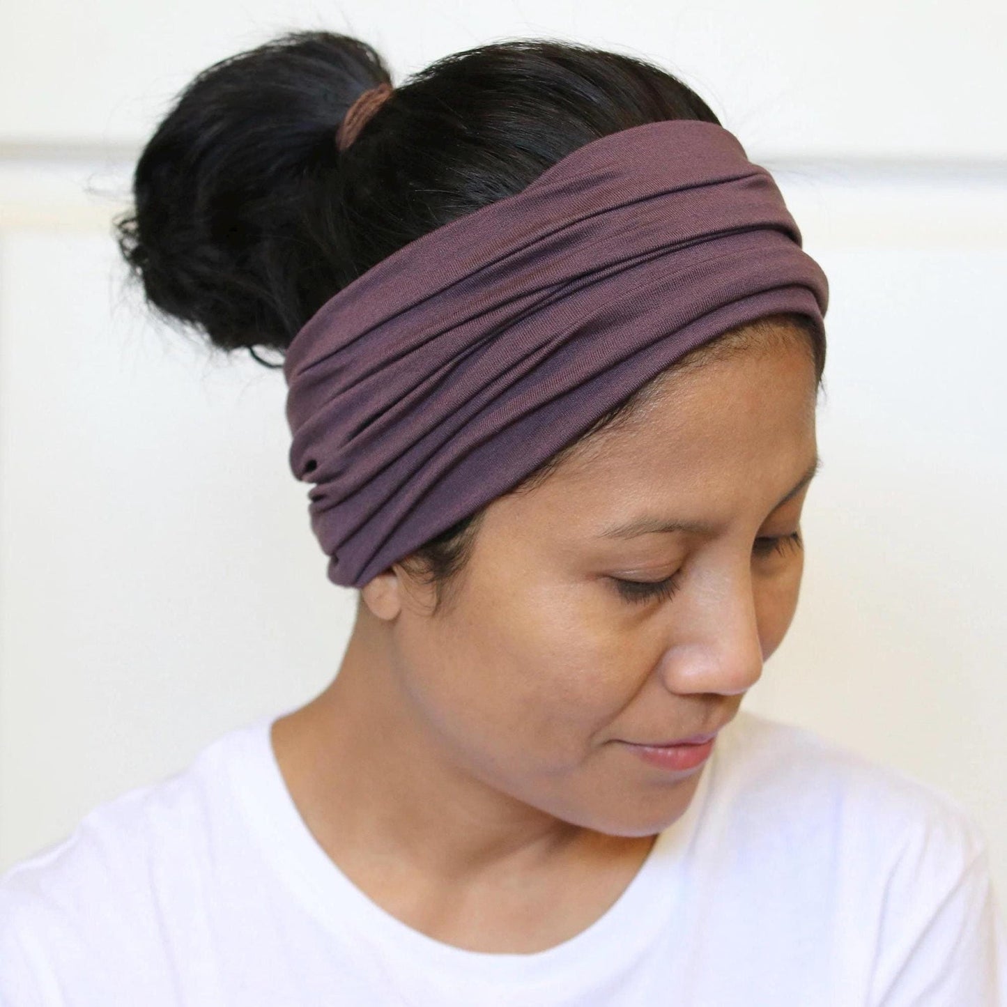 Jersey Cotton Wide Headband - Grape Purple