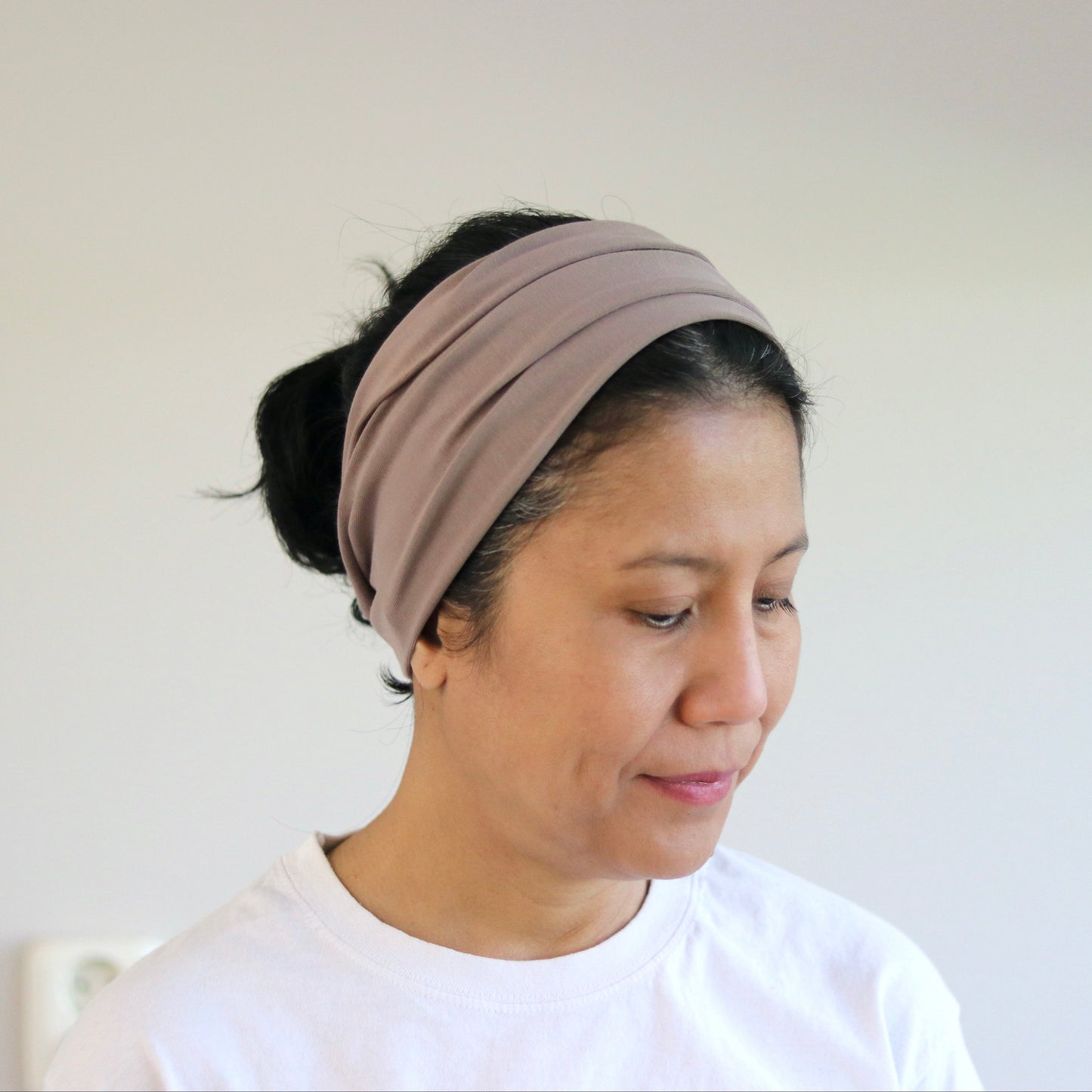 Wide Jersey Cotton Headband - Taupe - Color Options