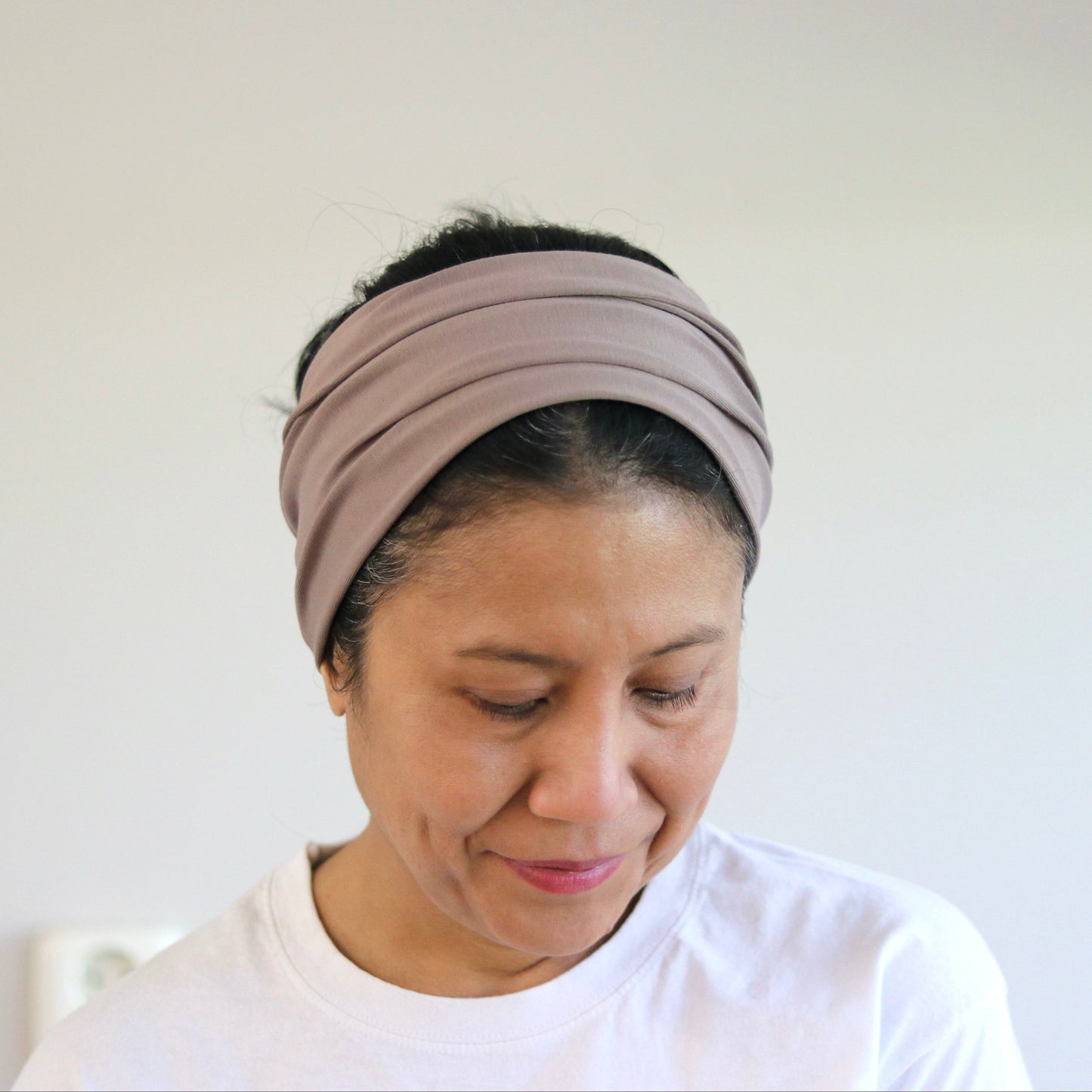 Wide Jersey Cotton Headband - Taupe - Color Options
