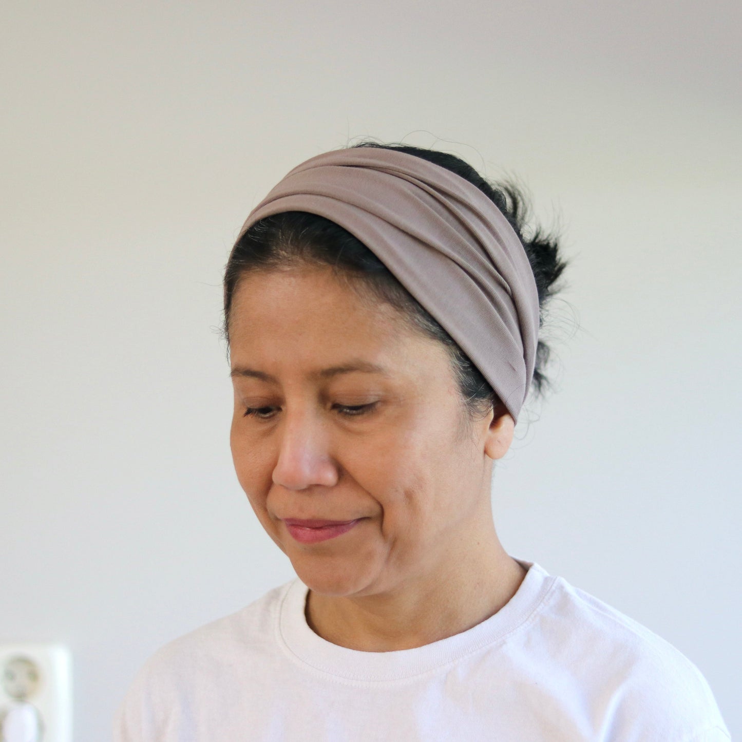 Wide Jersey Cotton Headband - Taupe - Color Options