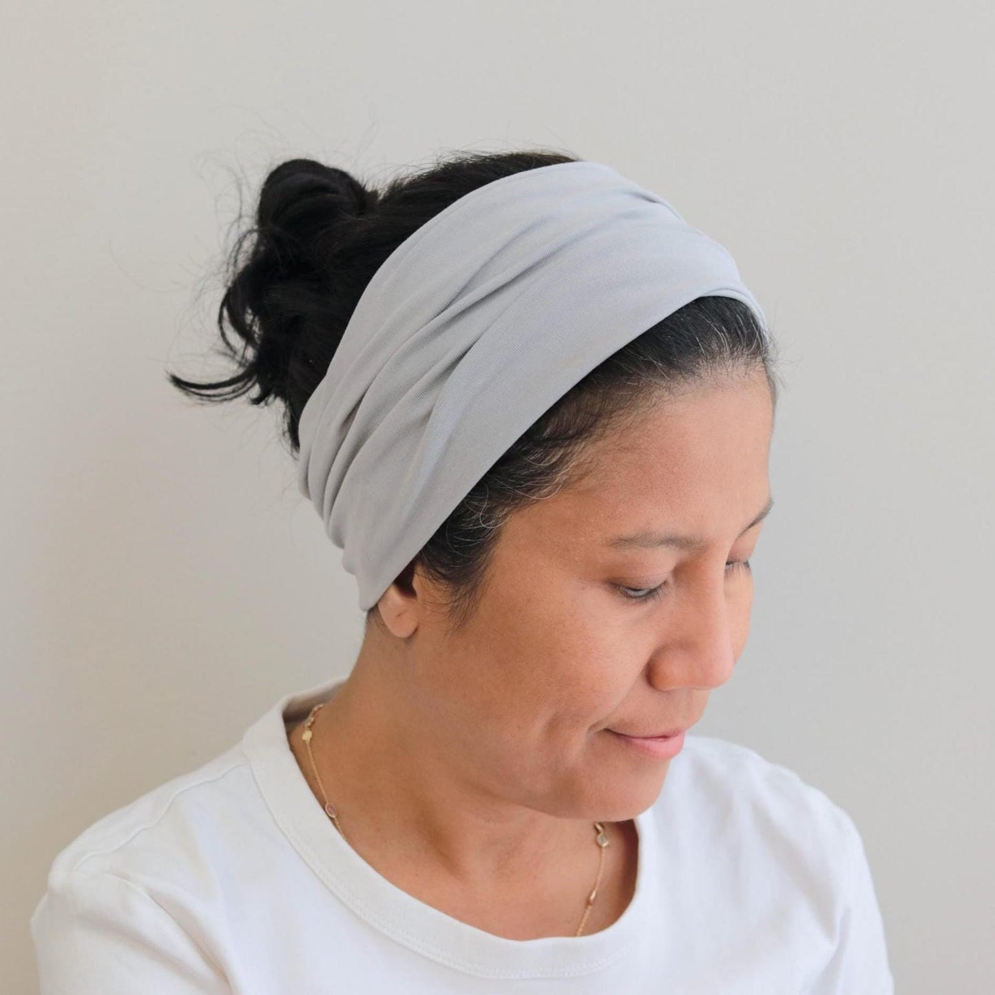 Wide Jersey Cotton Headband - Silver Grey - Color Options