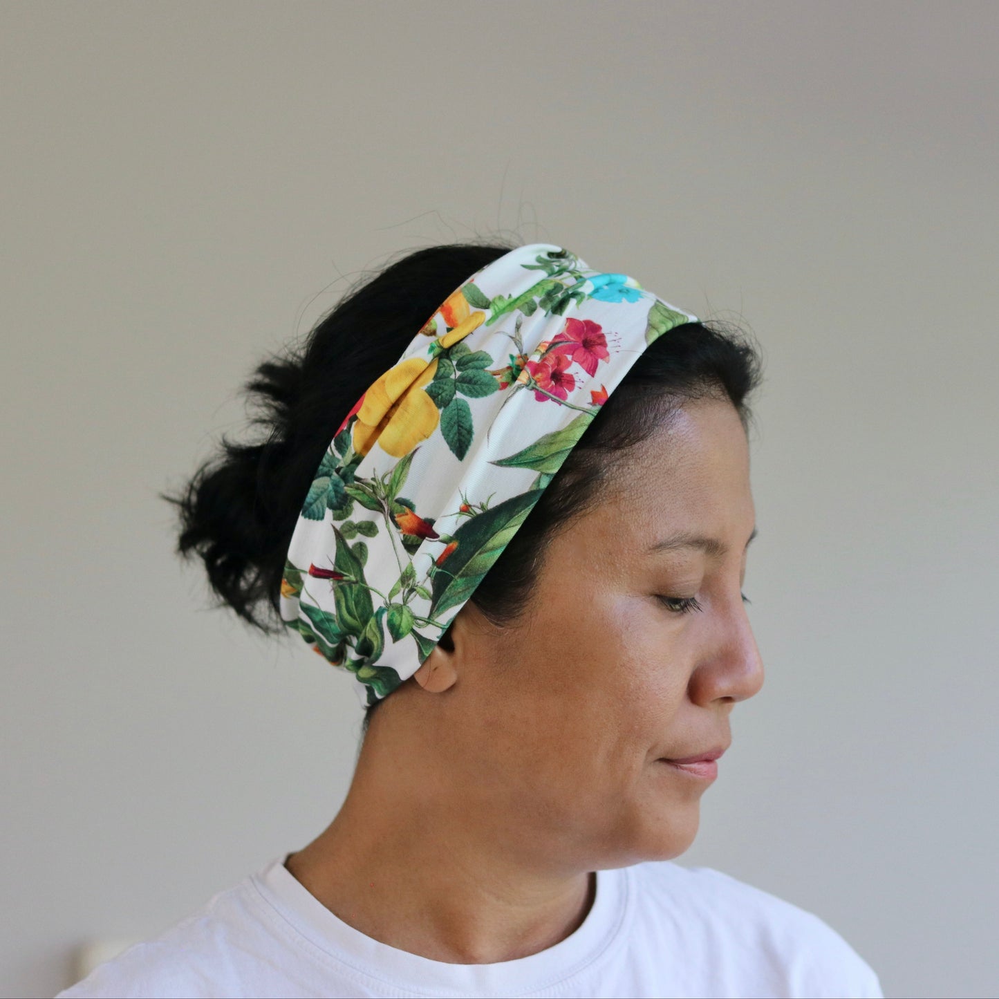 Jersey Cotton Wide Headband - Floral