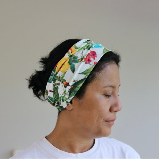 Jersey Cotton Wide Headband - Floral