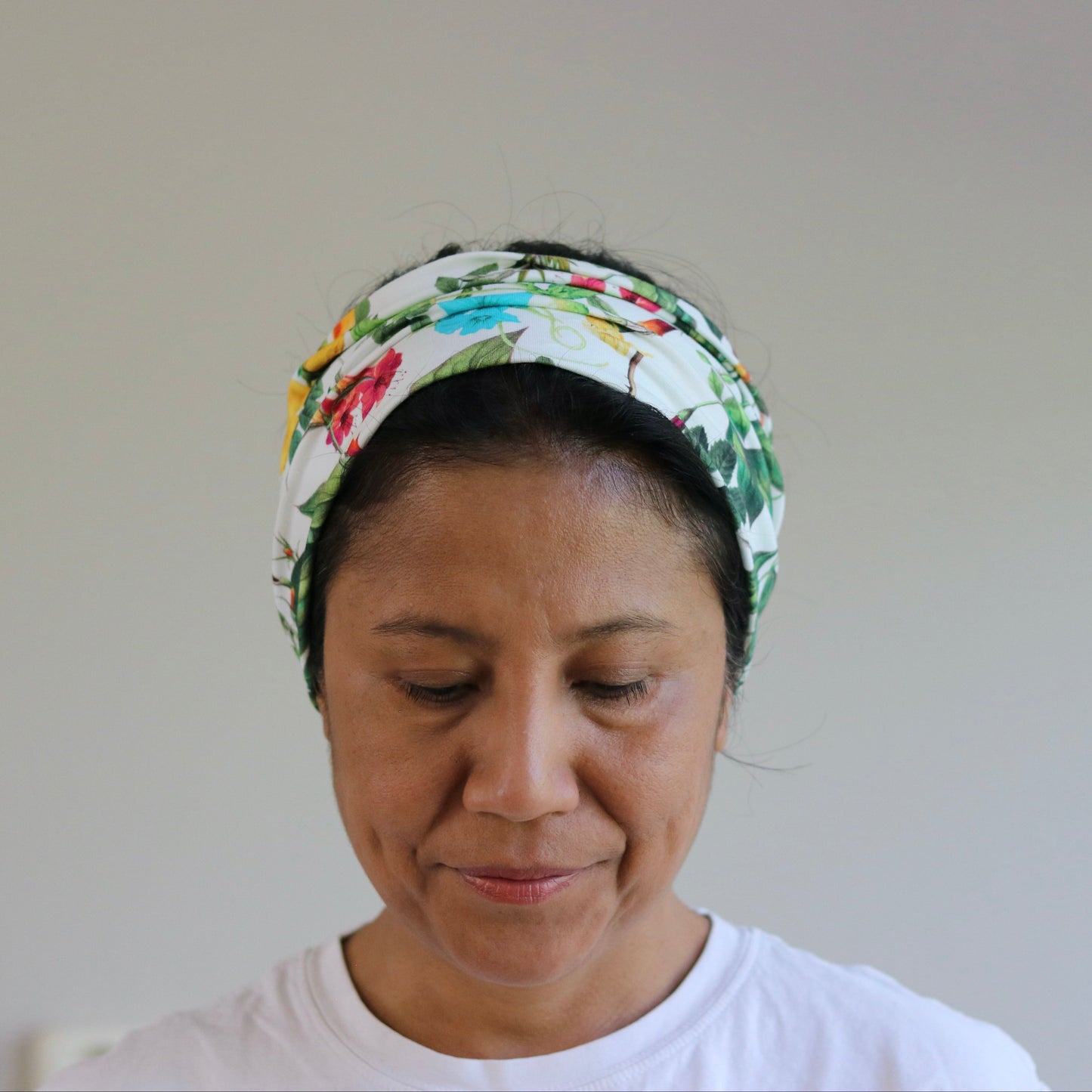 Jersey Cotton Wide Headband - Floral