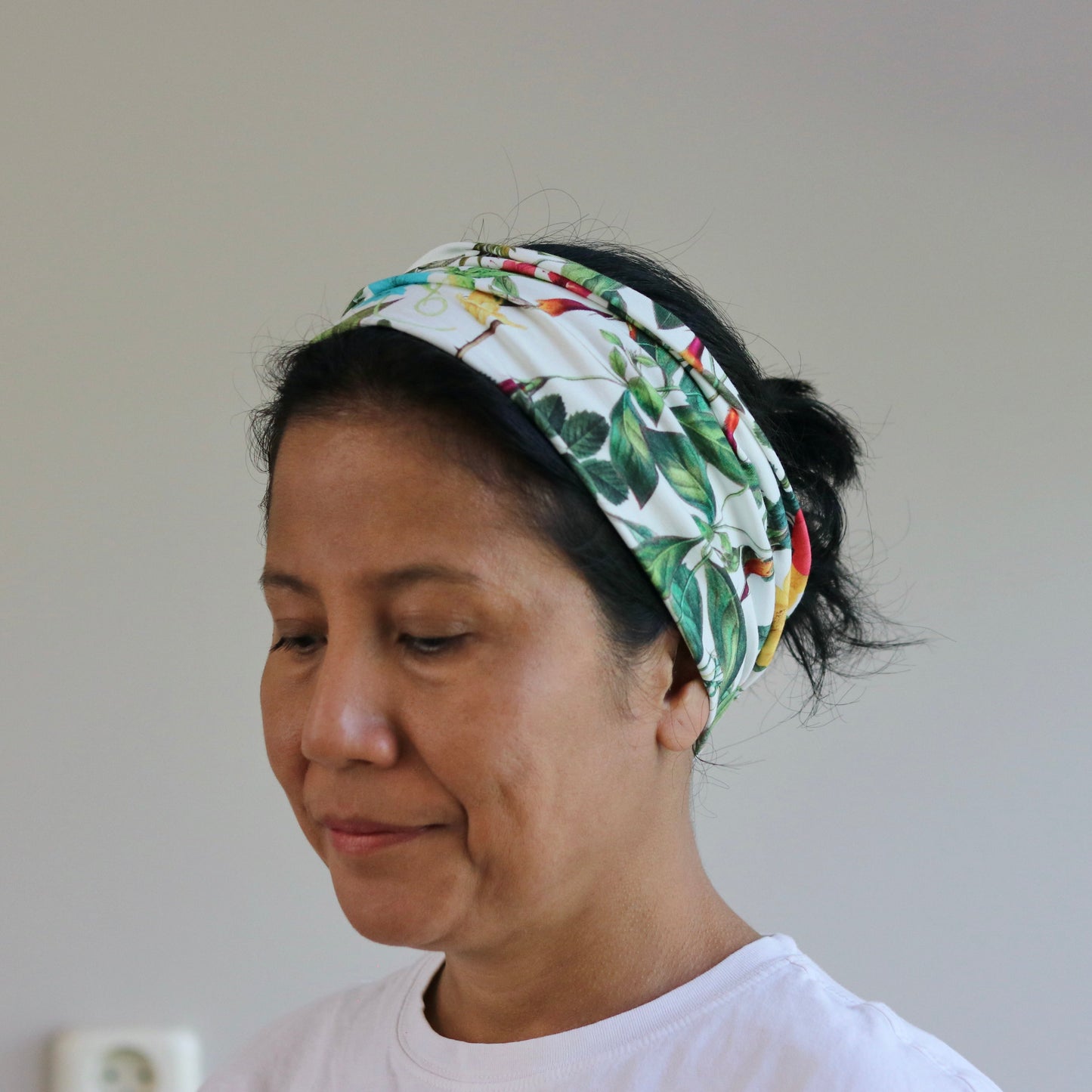 Jersey Cotton Wide Headband - Floral