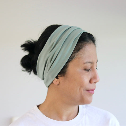 Jersey Cotton Wide Headband - Dusty- mint - Color Options