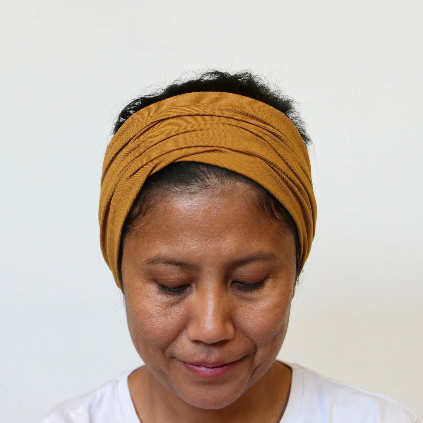 Organic Wide Headband - Ocher- brown