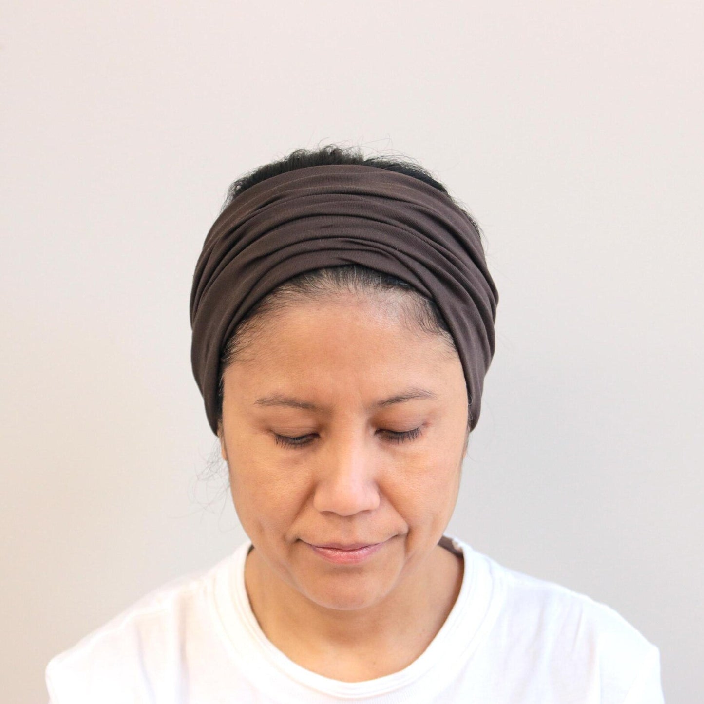 Jersey Cotton Wide Headband - Brown - Color Options